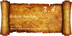 Kubik Adrián névjegykártya